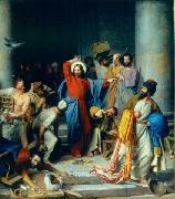 Carl Heinrich Bloch Jesus casting out the money changers at the temple oil